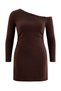 Brown Troc Detailed Asymmetrical Collar Mini/Short Knitted Plus Size Dress Tbbaw27Ah00110 - 8