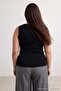 Black V Lace Collar Detailed Knitted Plus Size Blouse Tbbss26Af00241 - 5