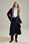 Brown Oversize Shawl Collar Ethnic Patterned Belted Knitwear Cardigan Twoaw27Hi00125