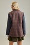 Brown Anthracite Plaid Melton Blazer Jacket with Brooch TWOAW27BC00057 - 3