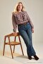 Koyu Mavi Kahverengi Kemerli Az Esnek Normal Bel Bootcut Jeans TBBAW27CJ00037 - 3