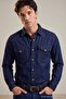 Midnight Blue Men's Denim Shirt with Front Pockets Tmnaw27Go00011