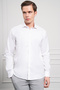 Men's White Cotton Trend Slim Fit Italian Collar Shirt