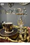 Pora Sofi̇a 6-Piece Pearl Crystal Gold-Plated Coffee Side Water Glass Set 6 Pieces
