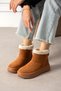 Women's Tan Non-Slip Sole Fleece-Lined Winter Boots - 5