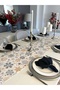 New Year Themed Ecru / Black Runner Christmas Table New Year's Table Runner (Napkin Not Included) - 7