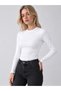 Women's White 95% Cotton Crew Neck Sweatproof Breathable Long Sleeve Bodysuit - 2