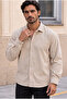 Corduroy Men's Velvet Shirt - Ecru - 3
