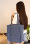 Chain Pattern Washed Denim Women's Bag, Large Capacity, Patterned Hand and Shoulder Tote Bag Shopper