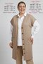 Plus Size Women's Seasonal Ribbed Knitted Long Mother's Vest Medium Thick Twisted Fabric Non-Pilling Buttoned Vest