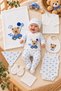Baby Boy Hospital Release Set of 10 with Trolley and Teddy Bear Embroidered in Blue