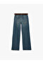 Regular Waist Spanish Flare Denim Trousers with Belted Pockets - Flare Jeans - 2