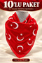 10 Pieces Red Crescent Star Turkish Flag Cotton Fabric Scarf - Bandana - April 23, October 29, May 19