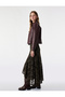 Floral Embroidered Asymmetrical Cut Long Tulle Skirt with Flounces - 3