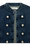 Napoleon Closure Detailed Cotton Stand Collar Denim Shirt Jacket - 5