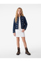 Napoleon Closure Detailed Cotton Stand Collar Denim Shirt Jacket