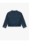 Napoleon Closure Detailed Cotton Stand Collar Denim Shirt Jacket - 4