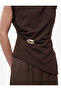 Asymmetrical Stand Collar Sleeveless Blouse with Metal Accessories - 4