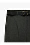 Wide Leg Palazzo Fabric Trousers with Pocket and Belt Detail - 7