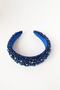 Hand Embroidered Mixed Crystal Beaded Thick Crown Sax Blue - 2