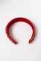 Women's Red Hand Embroidered Cross Crystal Stone Velvet Crown - 4