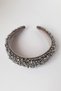 Hand Embroidered Mixed Crystal Beaded Thick Crown Silver - 2