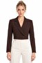 Bitter Brown Women's Regular Fit Double Breasted Woven Crop Blazer Jacket - Stylish & Sporty