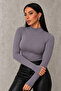 Women's Gray Finger Detailed Bodysuit - 2
