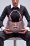 Women's Genuine Leather Suede Textured Metal Accessory Detailed Long Strap Daily Bag Teron Mink Suede