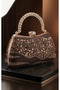 Brown Sequined Chain Evening Dress Bag with Gold Handle, Stylish Evening & Wedding Clutch Bag 15X23 cm - 2