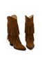 Genuine Suede Tasseled Western Heeled Boots E13 Suede Sigaro - 4