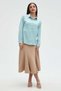 Women's Solid Long Sleeve Blouse with Collar - 2
