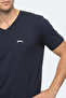 Rivaldo in Men's V-Neck Navy Blue T-Shirt - 2