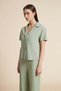 Solid Buttoned Half-Sleeve Top - 6