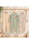 Unisex Boy Baby Girl Baby 100% Cotton 9-18 Months Zippered 3-Piece Hedgehog Patterned Cuffed Romper Set