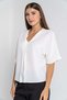 Solid Blouse with Short Sleeves and V-Neck - 2