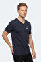 Rivaldo in Men's V-Neck Navy Blue T-Shirt - 6