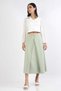 Solid Pleated Midi Skirt