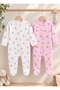 Baby Girl Cotton Piece Newborn Sleeping Bag with Booties - 2