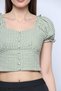 Short Cropped Square-Neck Top - 4