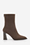 Women's Heeled Boots Pointed Toe Cowboy Back Zipper Bitter Brown Thick Heel Kikas Brown Suede - 3