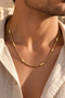Steel Linea Cylinder Detailed Cube Chain Necklace 2 mm Gold Color |   Anti-Tarnish, Male, 2 Years Warranty
