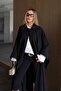 Black Design Trench Coat - 8663 - 5