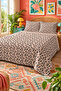 Black Leaf Patterned Bedspread 200X220 Double Pique Set