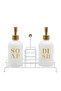 Stark White Metal Wooden Handle Stand Set of 2 Liquid Soap Dispenser White 420 Cc - 4