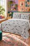 Zebra Pattern Black Striped Double Printed Pique (200x220 Cm) White - 5