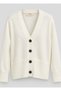 Ecru Color Women's Knitwear Cardigan with Pockets