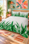 Green Leaf Patterned Bedspread 200X220 Double Pique Set - 6