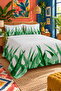 Green Leaf Patterned Bedspread 200X220 Double Pique Set - 4