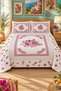Floral Patterned Bedspread 200X220 Double Pique Set - 4
